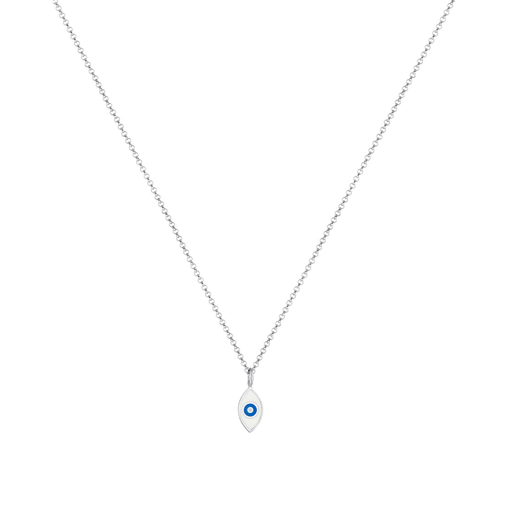 Silver Kalung Perhiasan Perak 925 Wanita Evil Eye Symbol Enamel