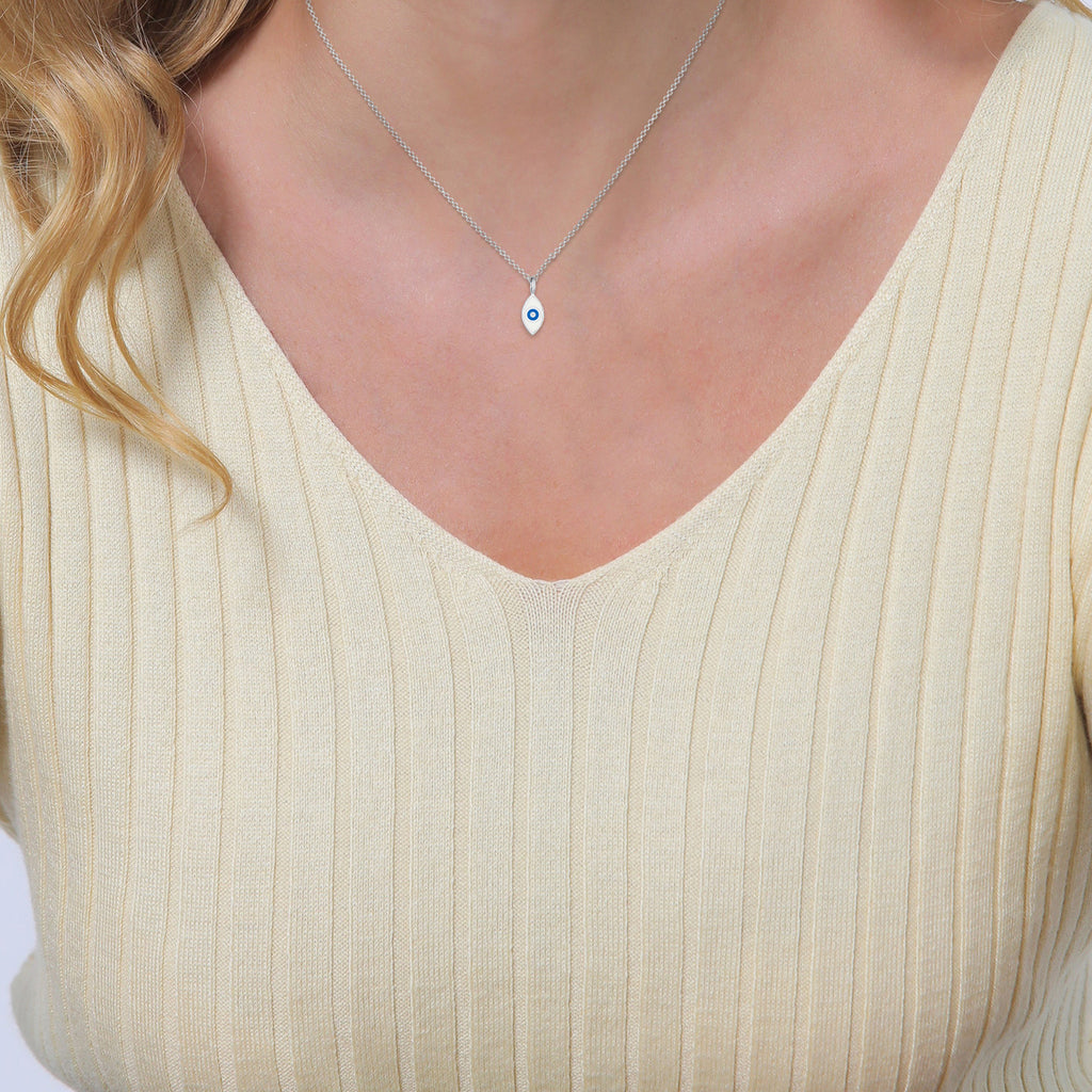 Silver - Elli | Evil Eye Necklace 925 Silver Blue White Enamel