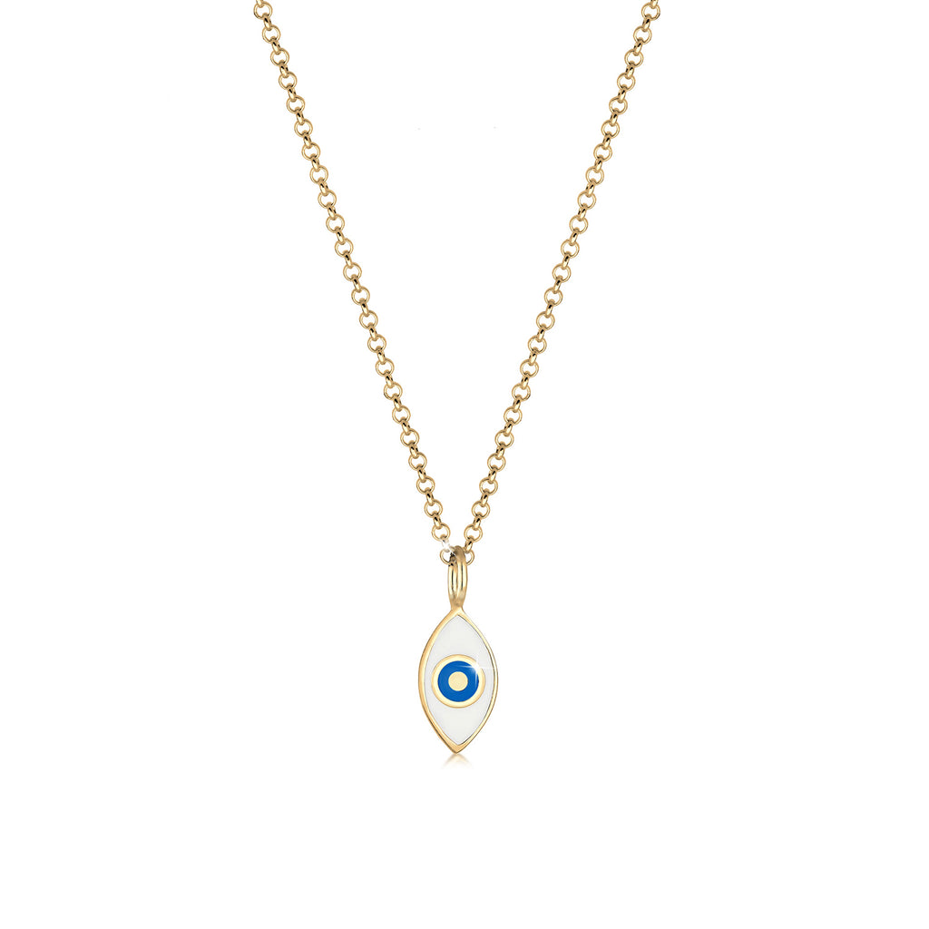 Gold Perhiasan Wanita Perak Asli - Silver Kalung  Evil Eye Symbol Enamel Lapis Emas