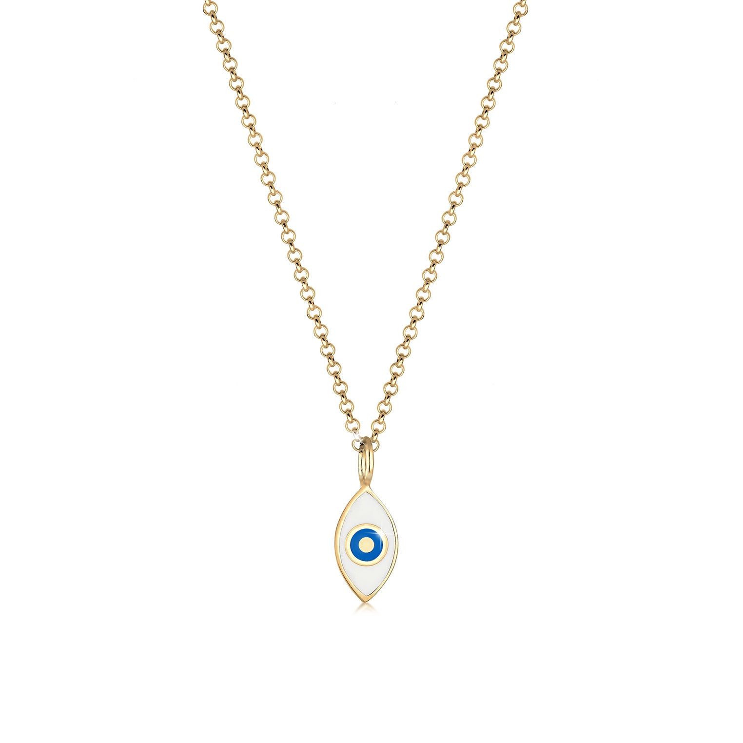 Gold Perhiasan Wanita Perak Asli - Silver Kalung  Evil Eye Symbol Enamel Lapis Emas