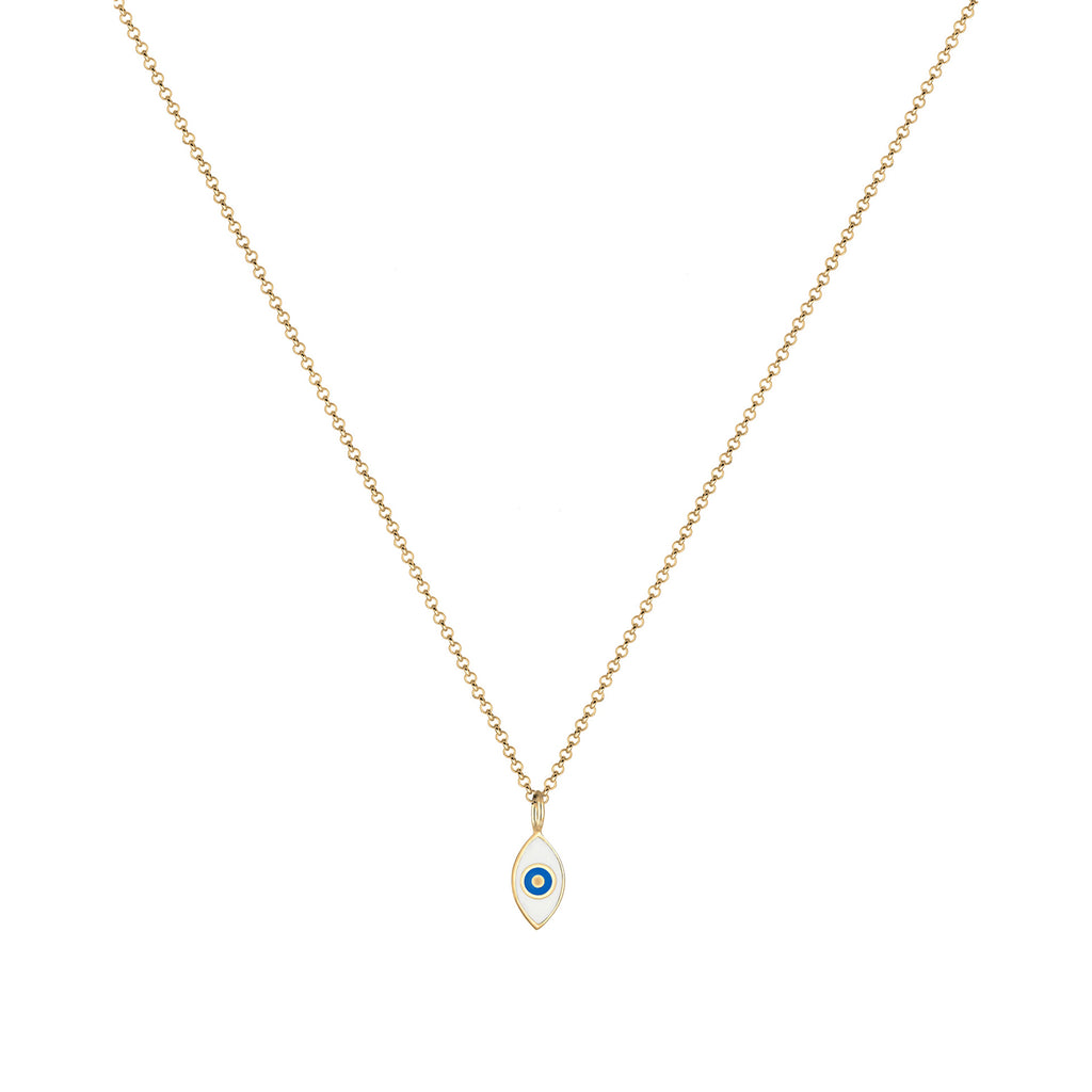 Gold Perhiasan Wanita Perak Asli - Silver Kalung  Evil Eye Symbol Enamel Lapis Emas