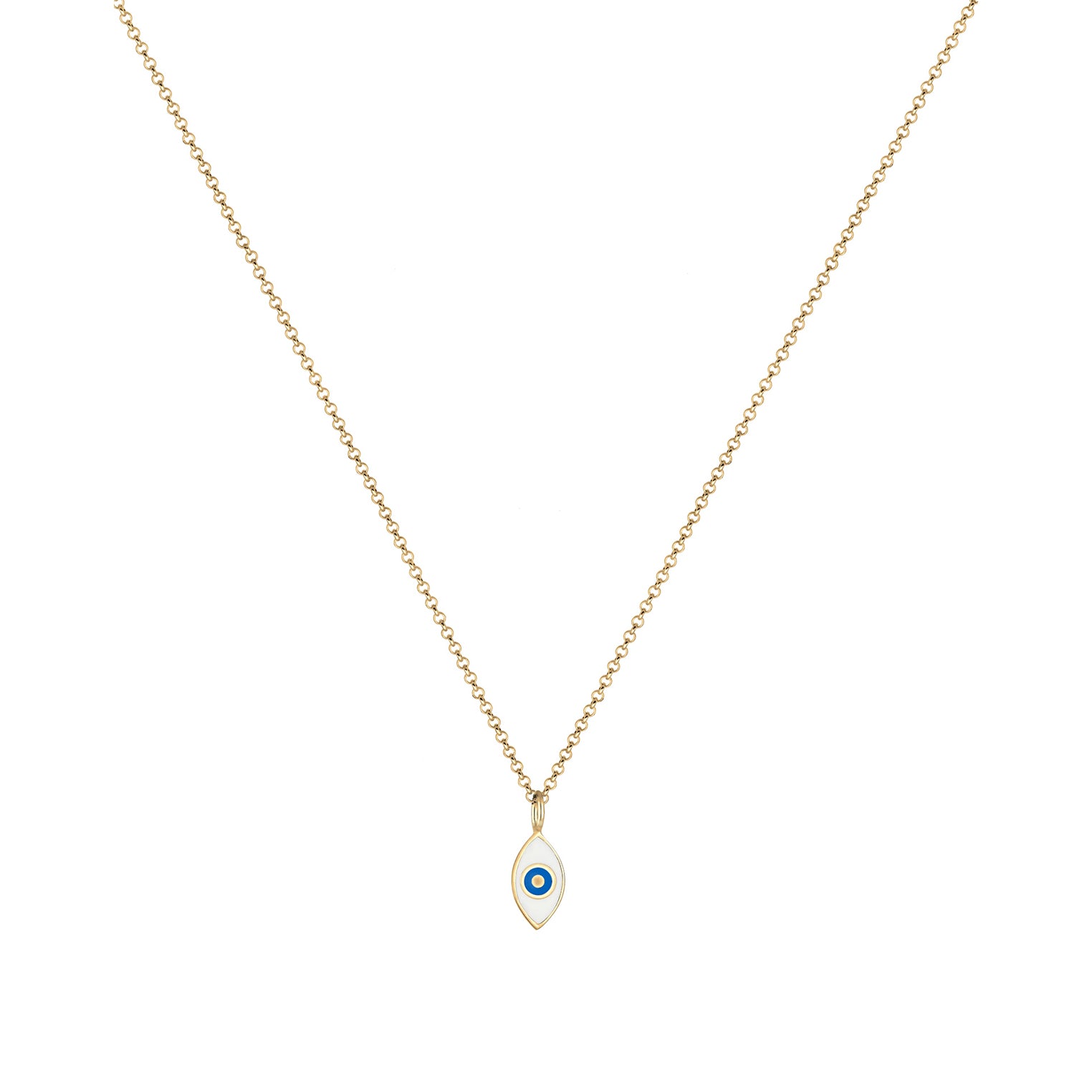 Gold Perhiasan Wanita Perak Asli - Silver Kalung  Evil Eye Symbol Enamel Lapis Emas