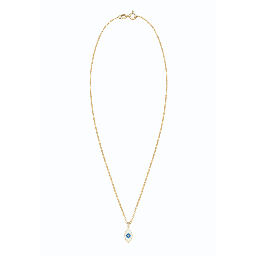 Gold Perhiasan Wanita Perak Asli - Silver Kalung  Evil Eye Symbol Enamel Lapis Emas