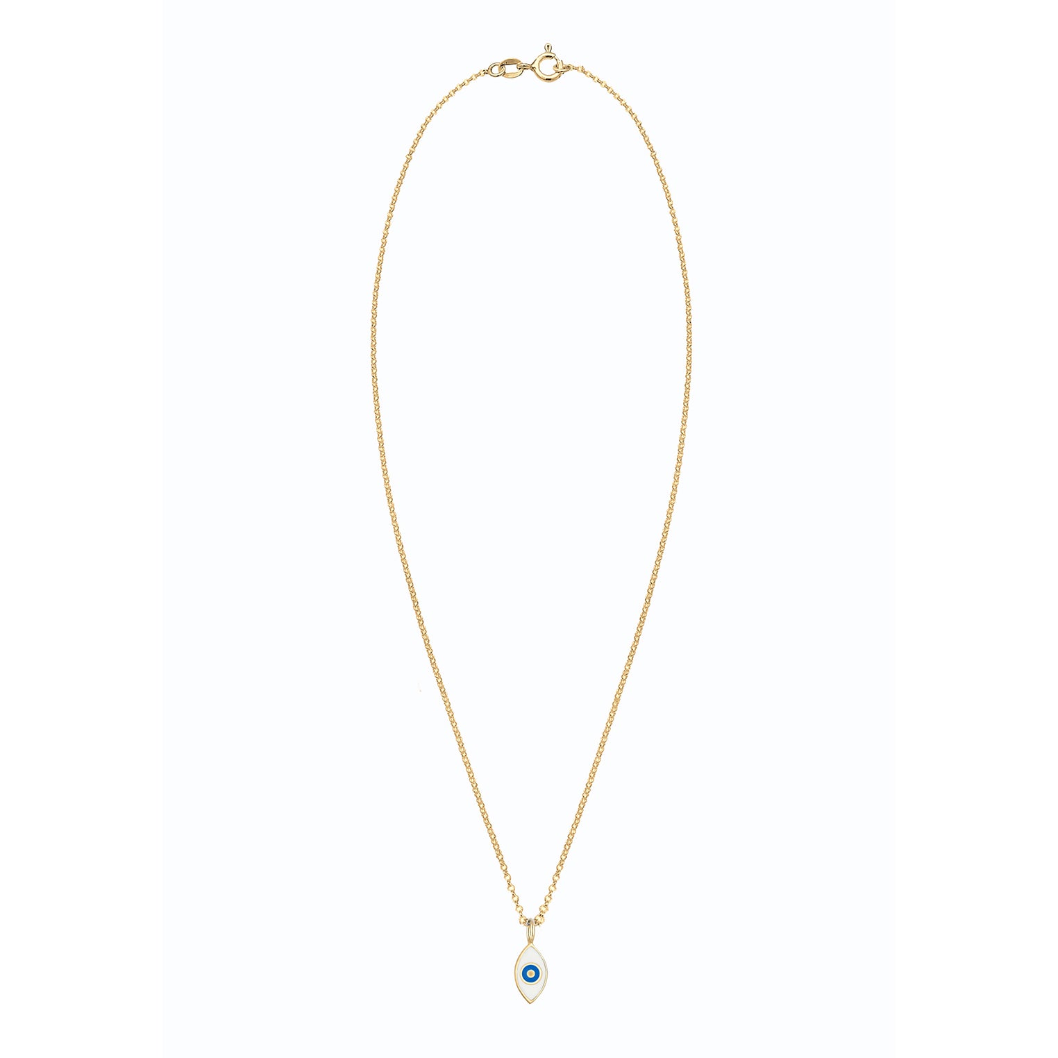 Gold Perhiasan Wanita Perak Asli - Silver Kalung  Evil Eye Symbol Enamel Lapis Emas