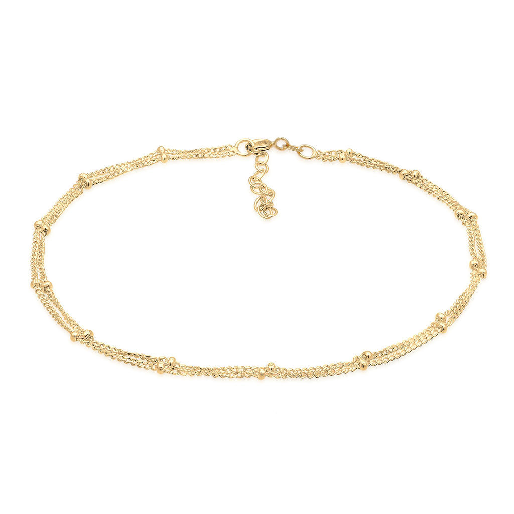 Gold Gelang Kaki Perhiasan Perak 925 Wanita Satellite Chain Timeless Basic Gold Plated