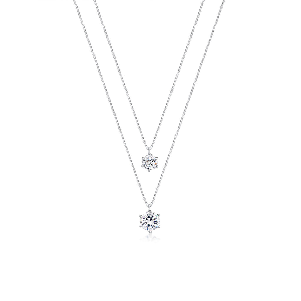Silver Perhiasan Wanita Perak Asli - Silver Kalung Layer Crystal