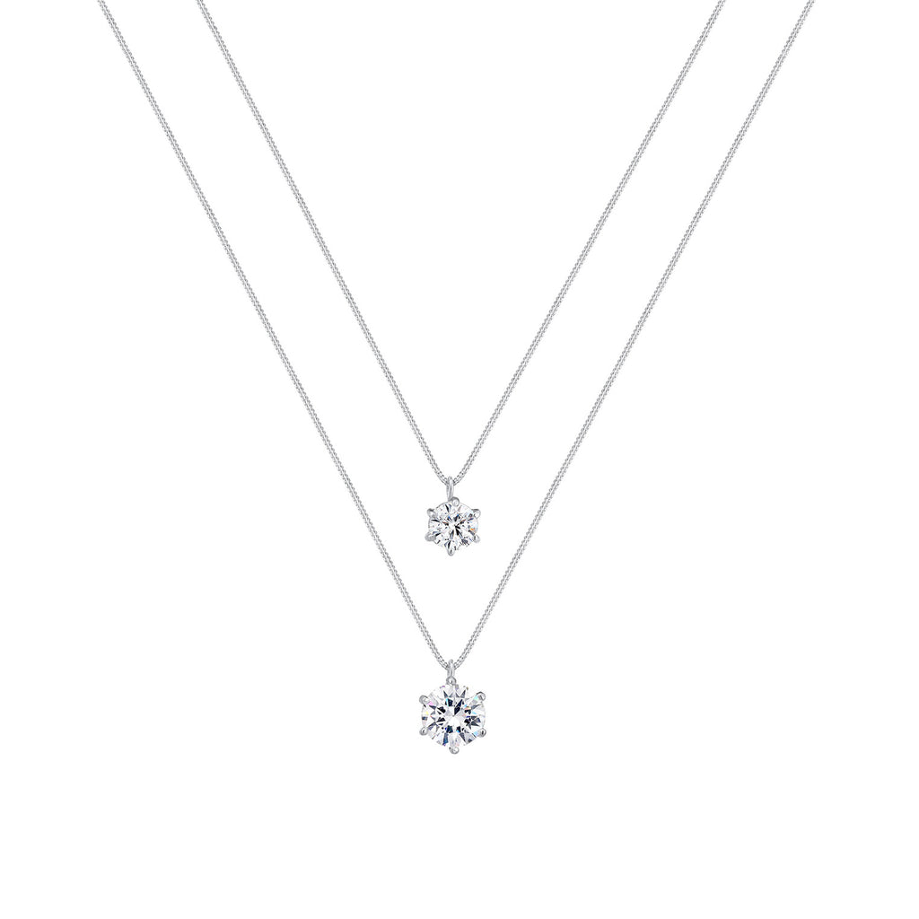 Silver Perhiasan Wanita Perak Asli - Silver Kalung Layer Crystal
