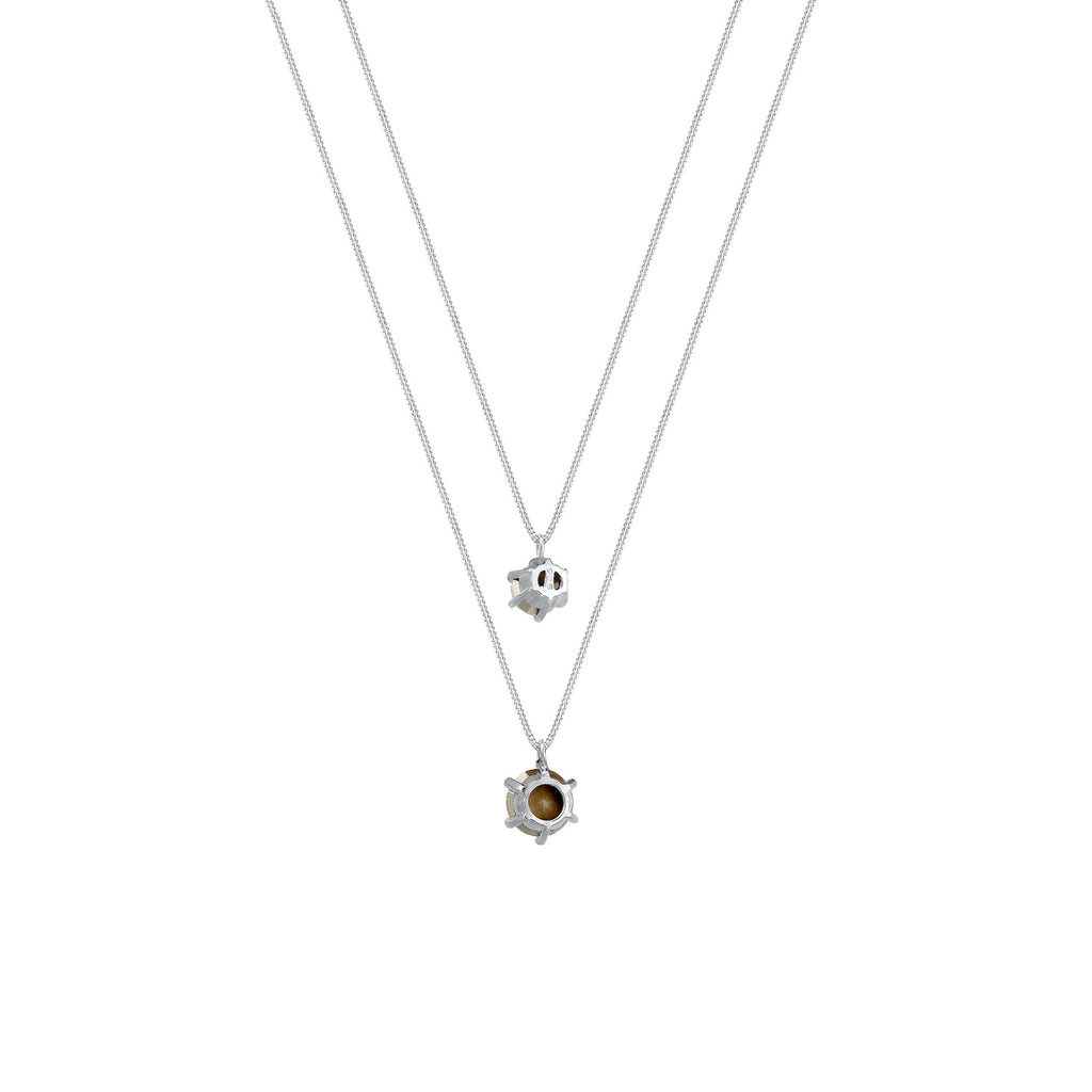 Silver Perhiasan Wanita Perak Asli - Silver Kalung Layer Crystal