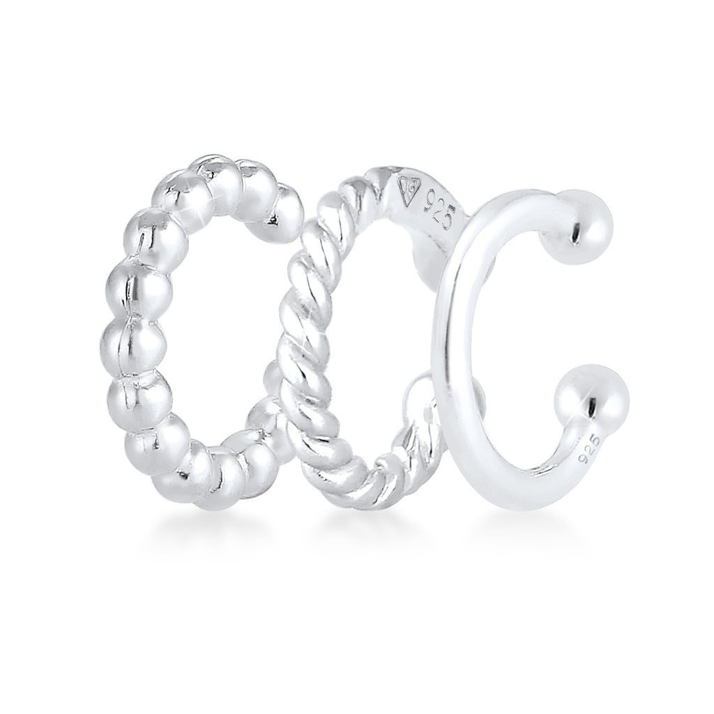 Silver Perhiasan Wanita Perak Asli - Silver Anting Earcuff Set Basic