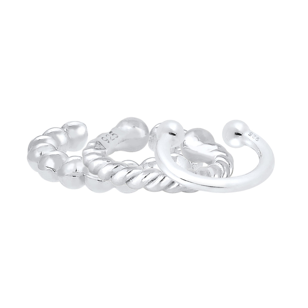 Silver Perhiasan Wanita Perak Asli - Silver Anting Earcuff Set Basic