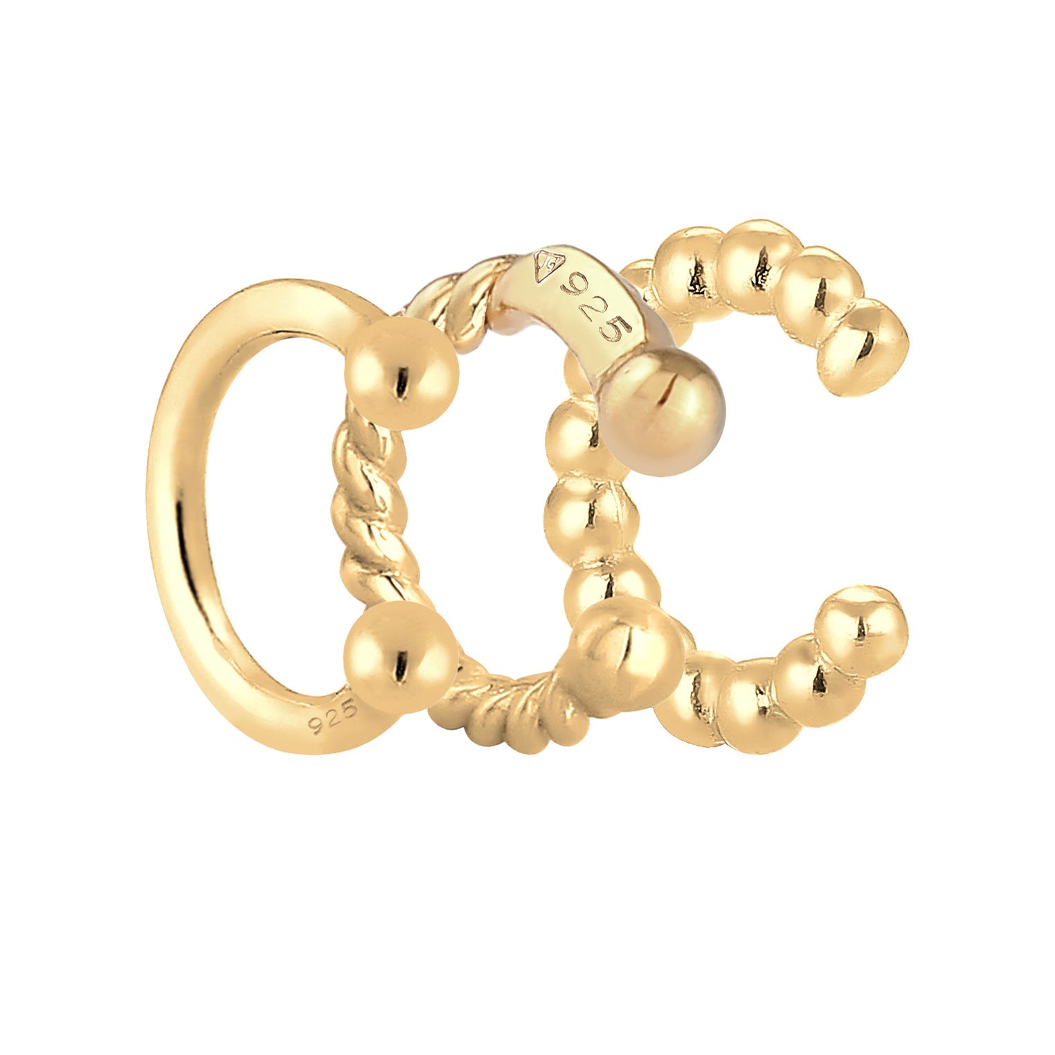 Gold Perhiasan Wanita Perak Asli - Silver Anting Earcuff Set Geo Minimalist Look Gold Plated