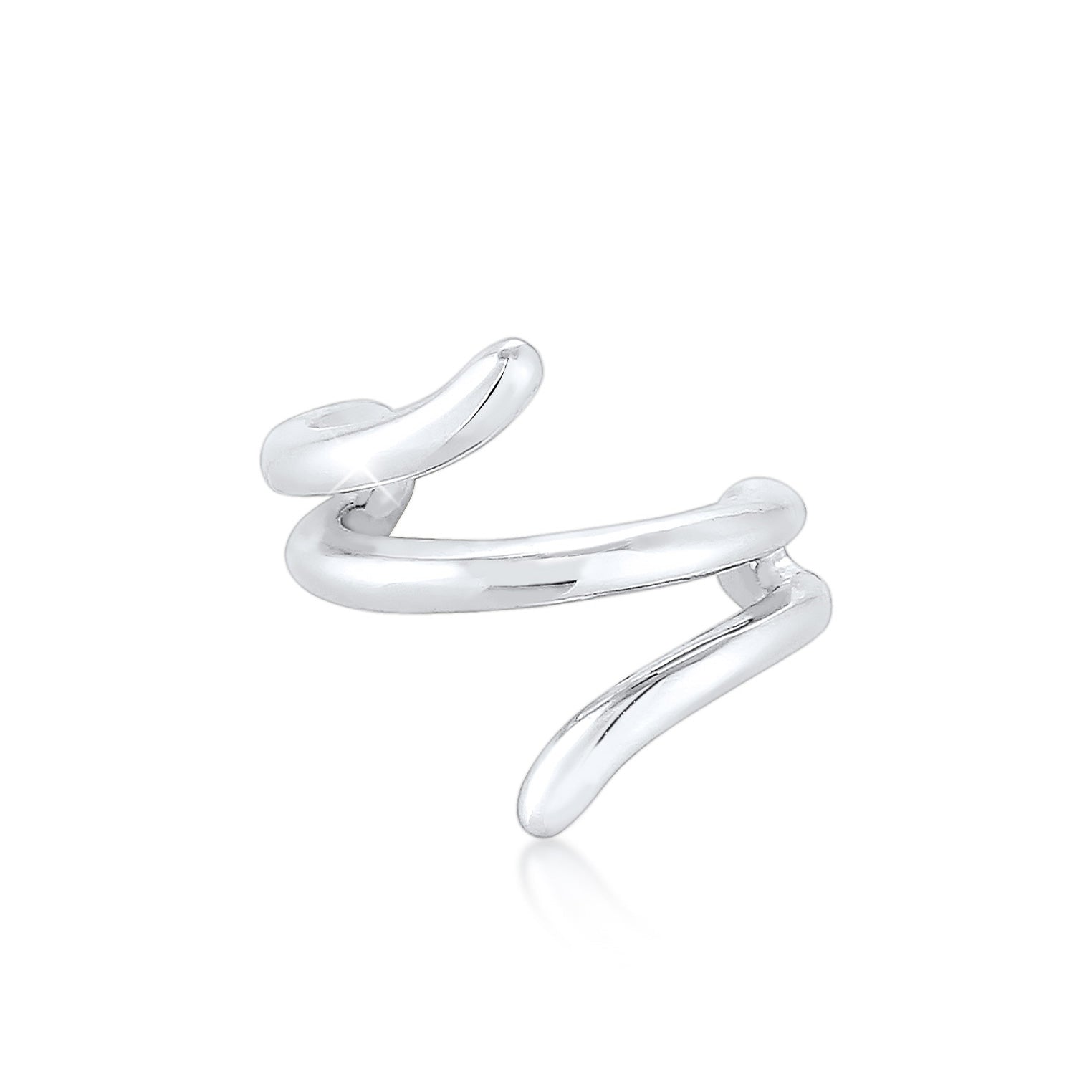 Silver Perhiasan Wanita Perak Asli - Silver Anting Earcuff Curved Geo Basic