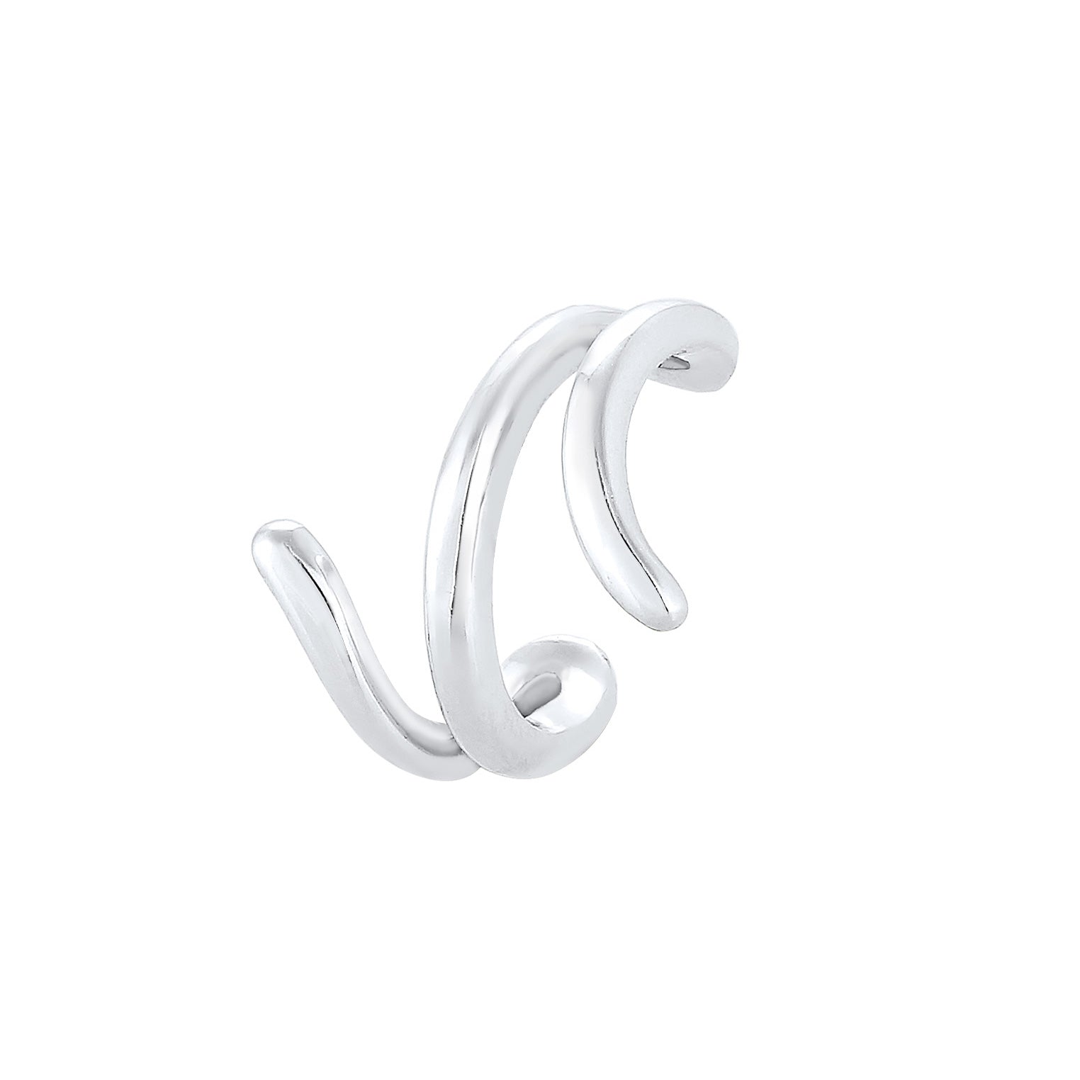 Silver Perhiasan Wanita Perak Asli - Silver Anting Earcuff Curved Geo Basic