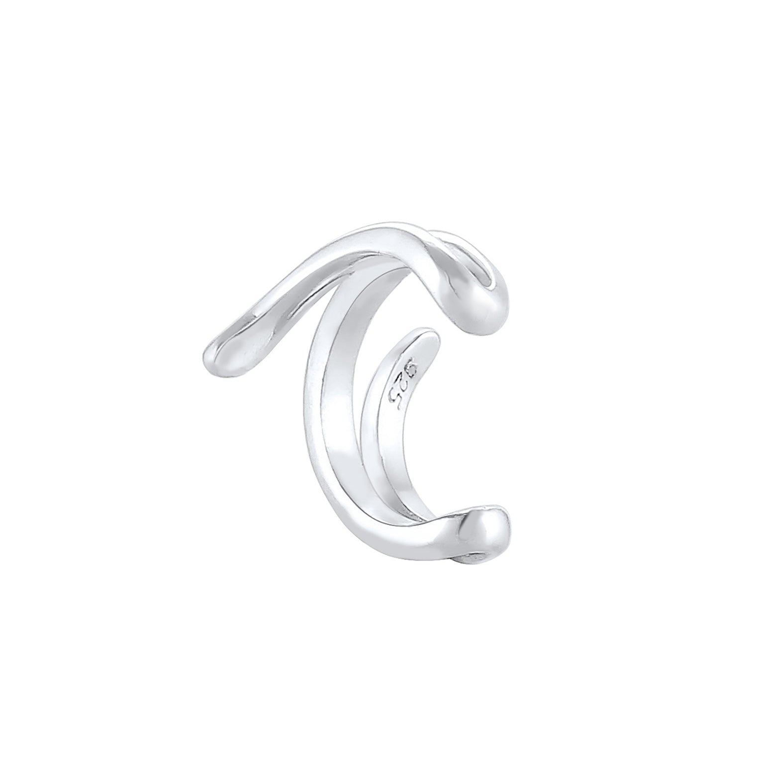 Silver Perhiasan Wanita Perak Asli - Silver Anting Earcuff Curved Geo Basic