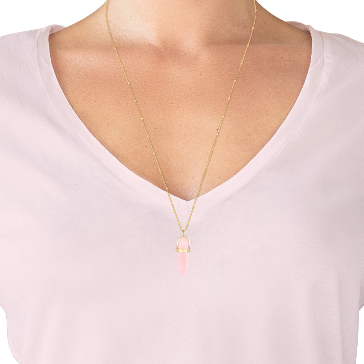 Gold - Elli | Hexagon Necklace 925 Silver Gold Plated Rose Quartz