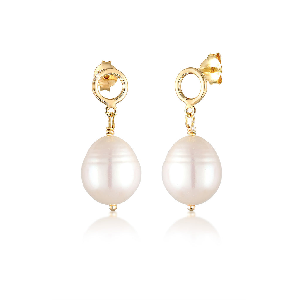 Gold Anting Perhiasan Perak 925 Wanita Vintage Pearls Gold Plated