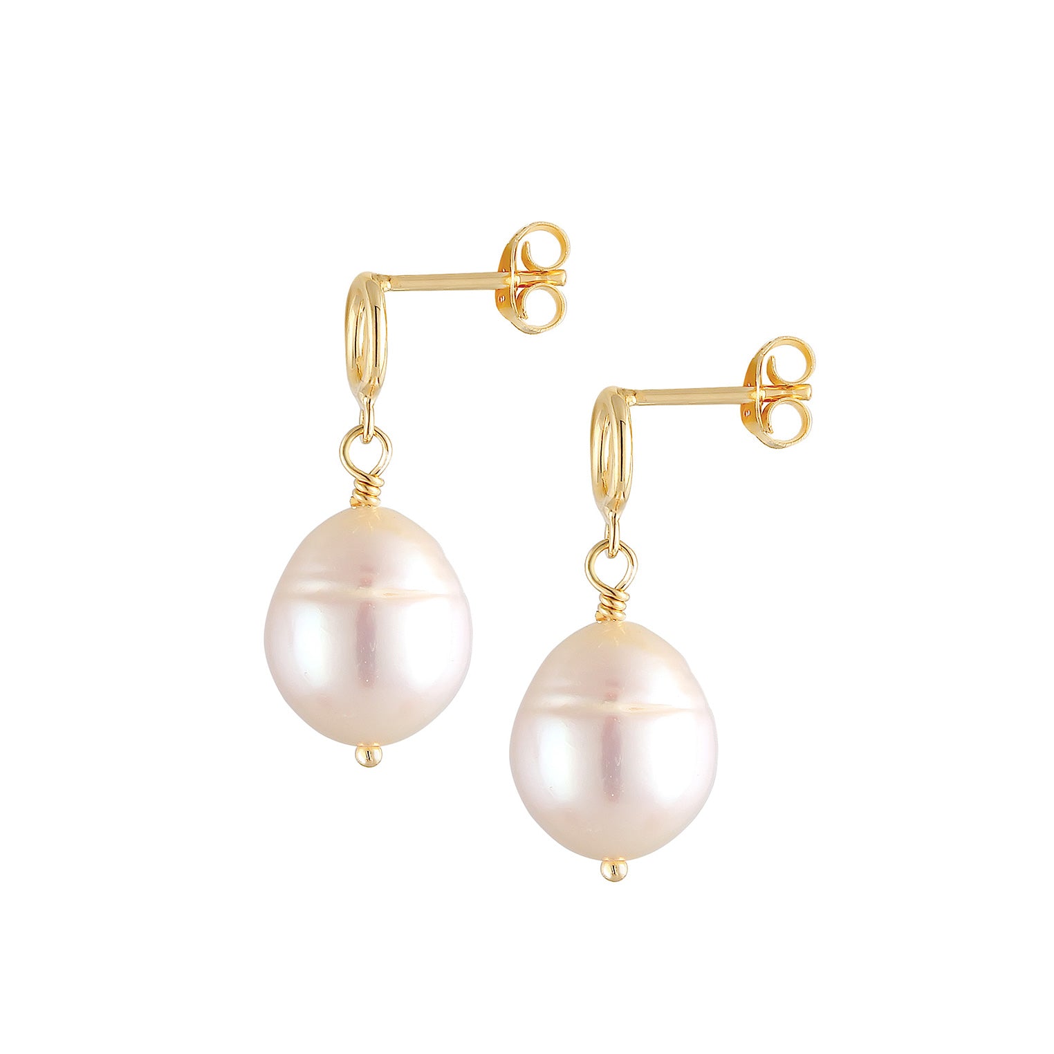Gold Anting Perhiasan Perak 925 Wanita Vintage Pearls Gold Plated