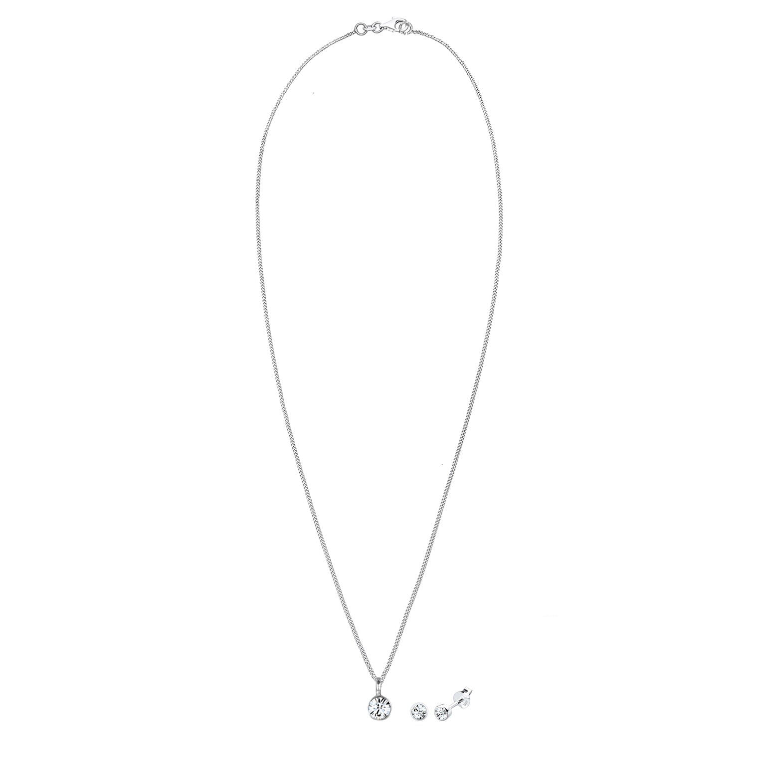 Silver Perhiasan Wanita Perak Asli - Silver Perhiasan Set Solitaire Classic Crystal