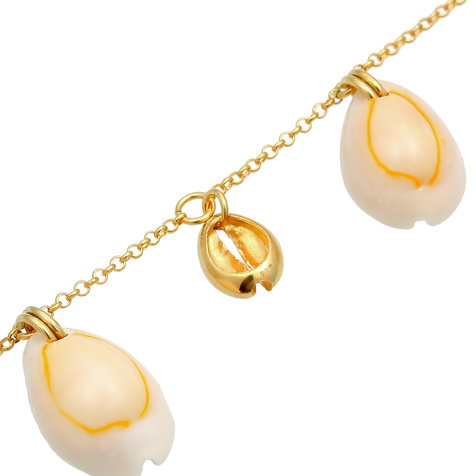 Gold Perhiasan Wanita Perak Asli - Silver Gelang Cowrie Shell Gold Plated