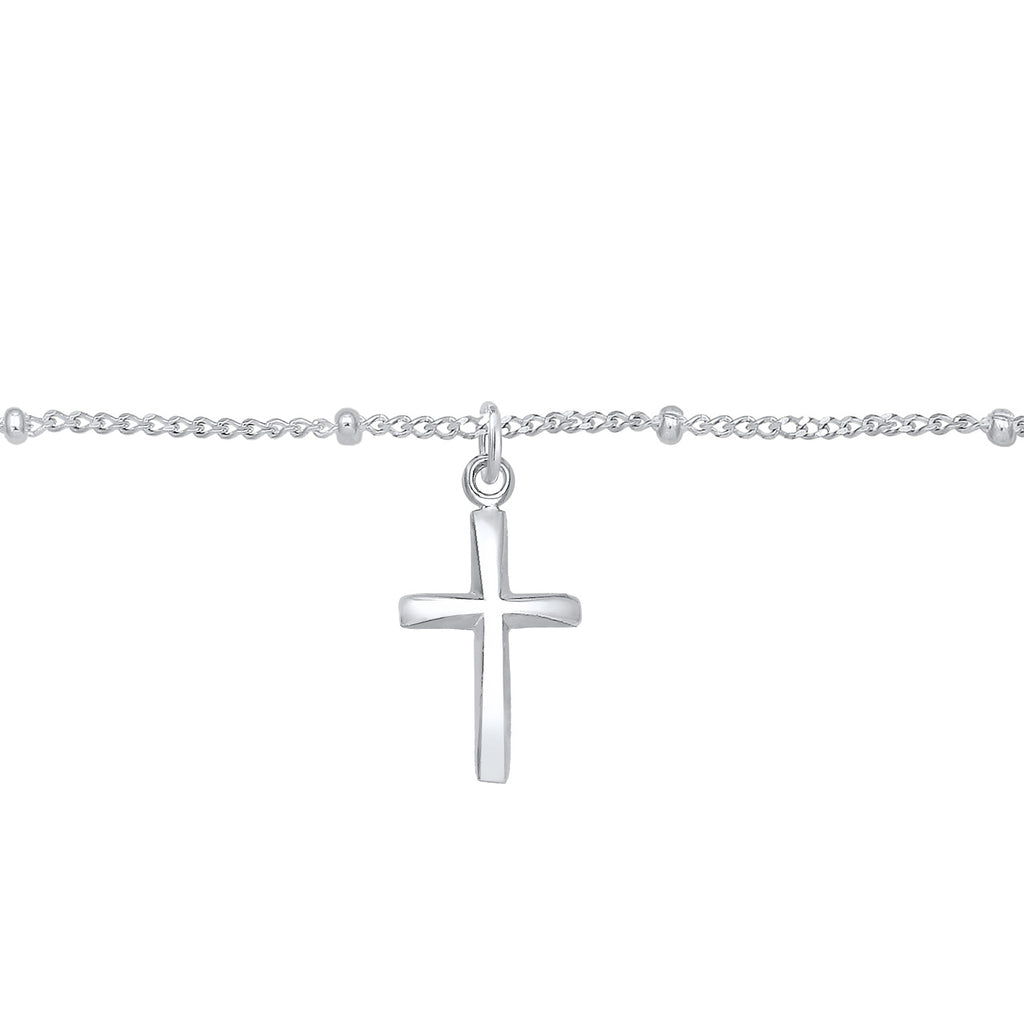Silver Perhiasan Wanita Perak Asli - Silver Kalung  Choker Ball Cross Faith Basic