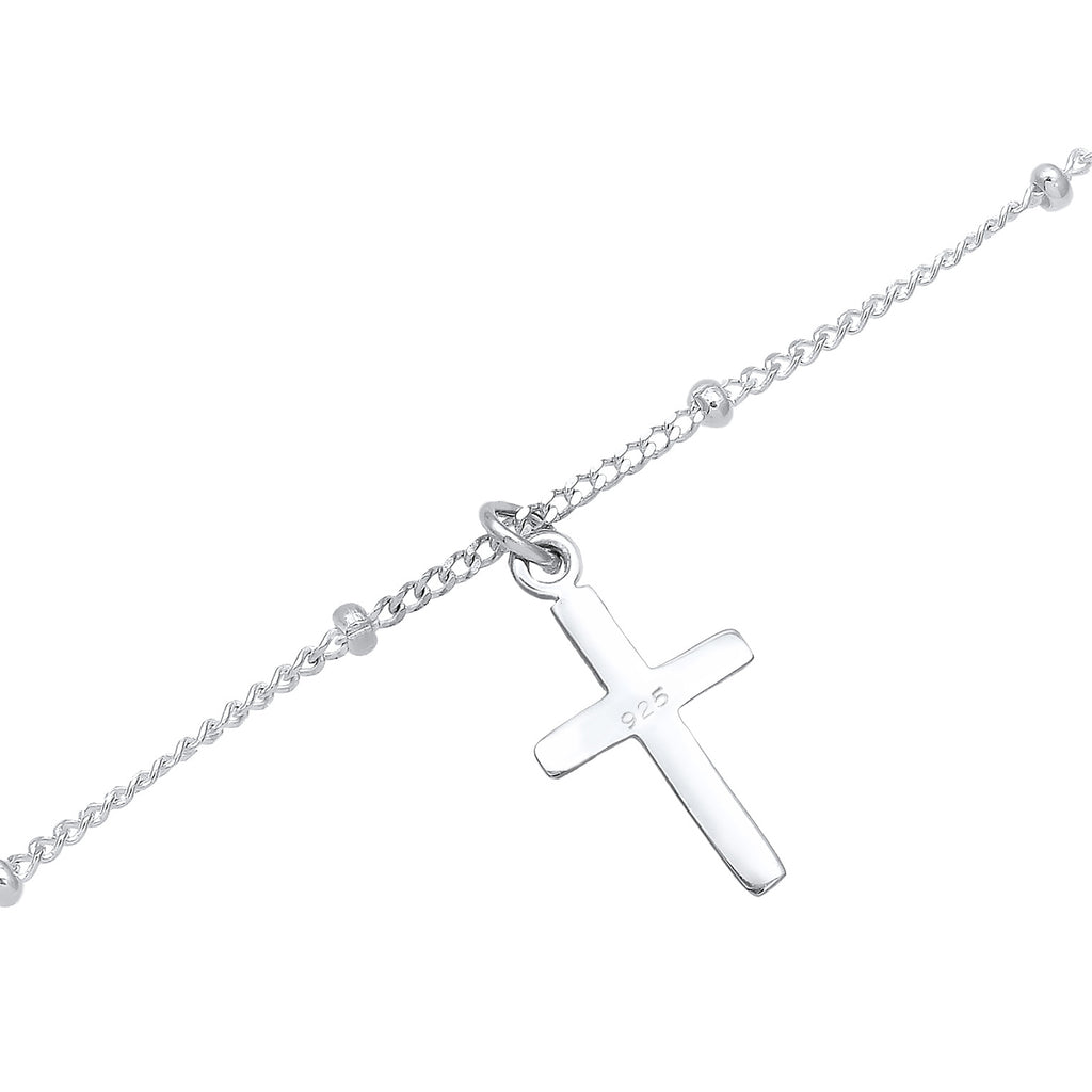 Silver Perhiasan Wanita Perak Asli - Silver Kalung  Choker Ball Cross Faith Basic