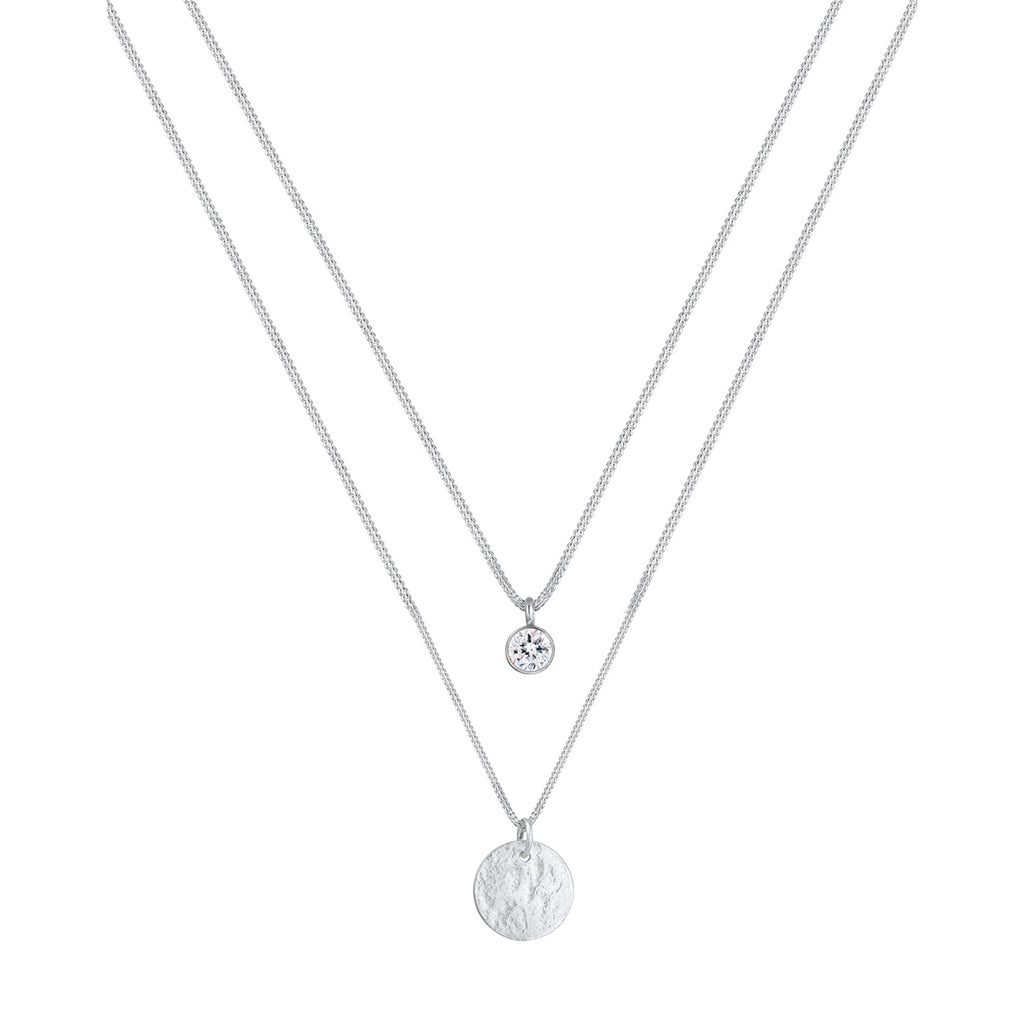 Necklace Plate Layer Crystal 925 Sterling Silver