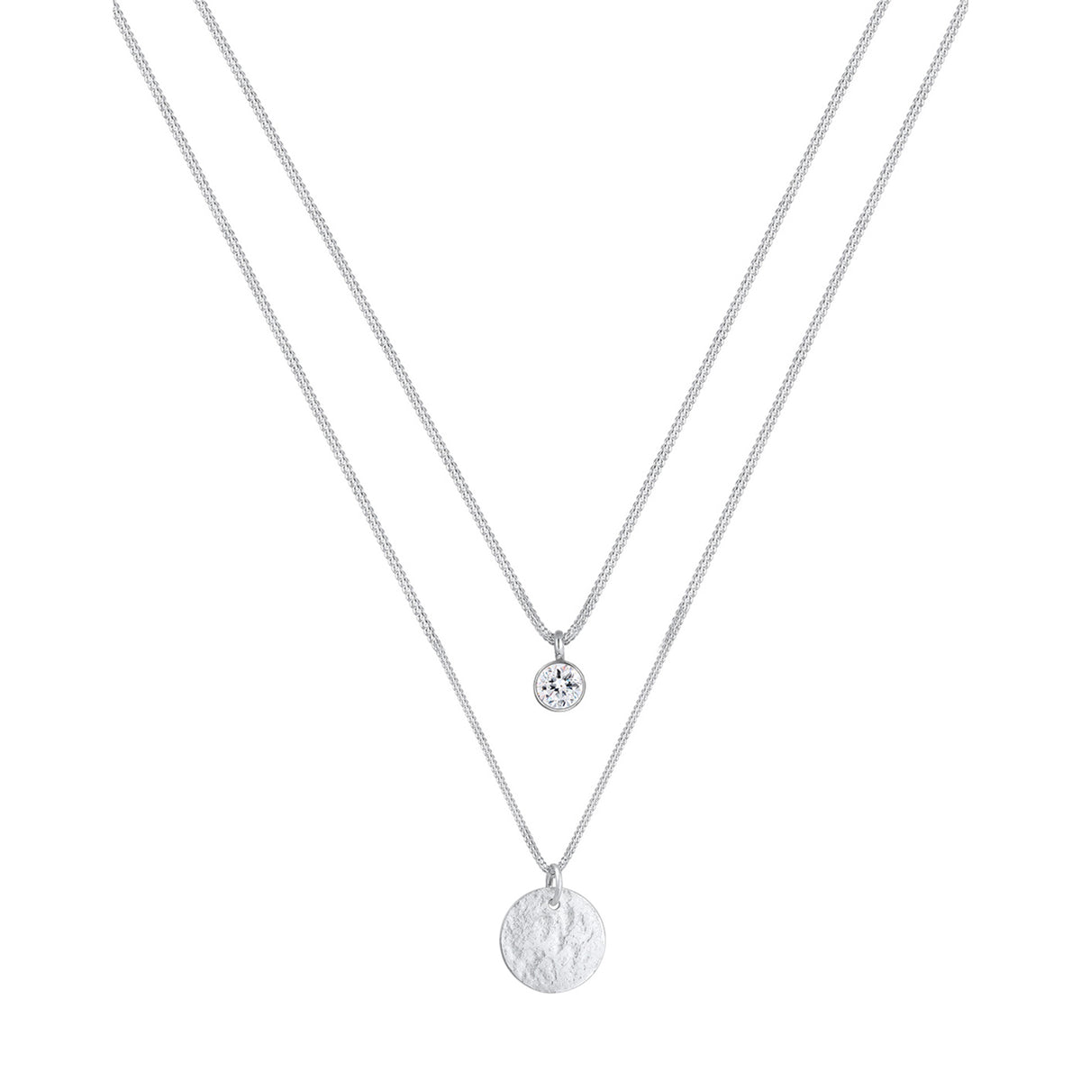 Necklace Plate Layer Crystal 925 Sterling Silver