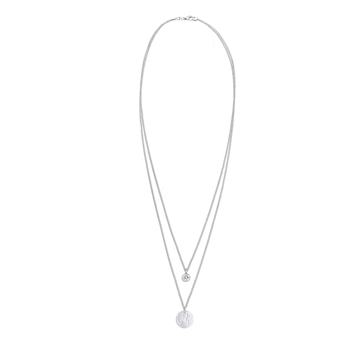 Necklace Plate Layer Crystal 925 Sterling Silver