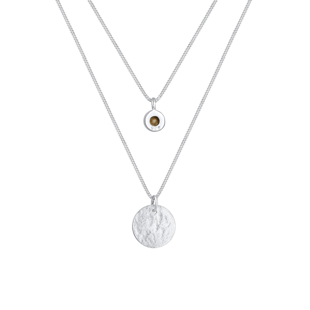 Silver Perhiasan Wanita Perak Asli - Silver Kalung   Platelet Layer Crystal