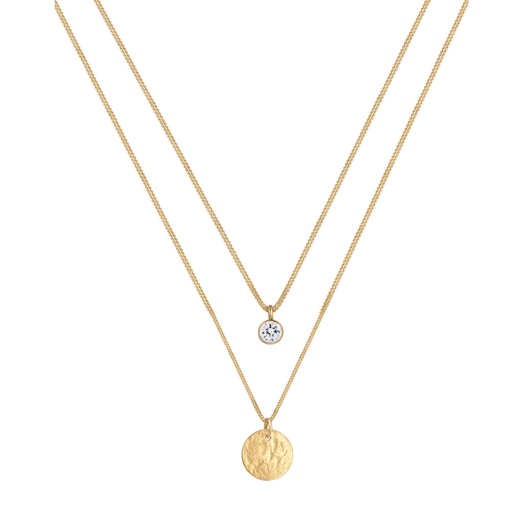 Gold Perhiasan Wanita Perak Asli - Silver Kalung   Platelet Layer Crystal Lapis Emas