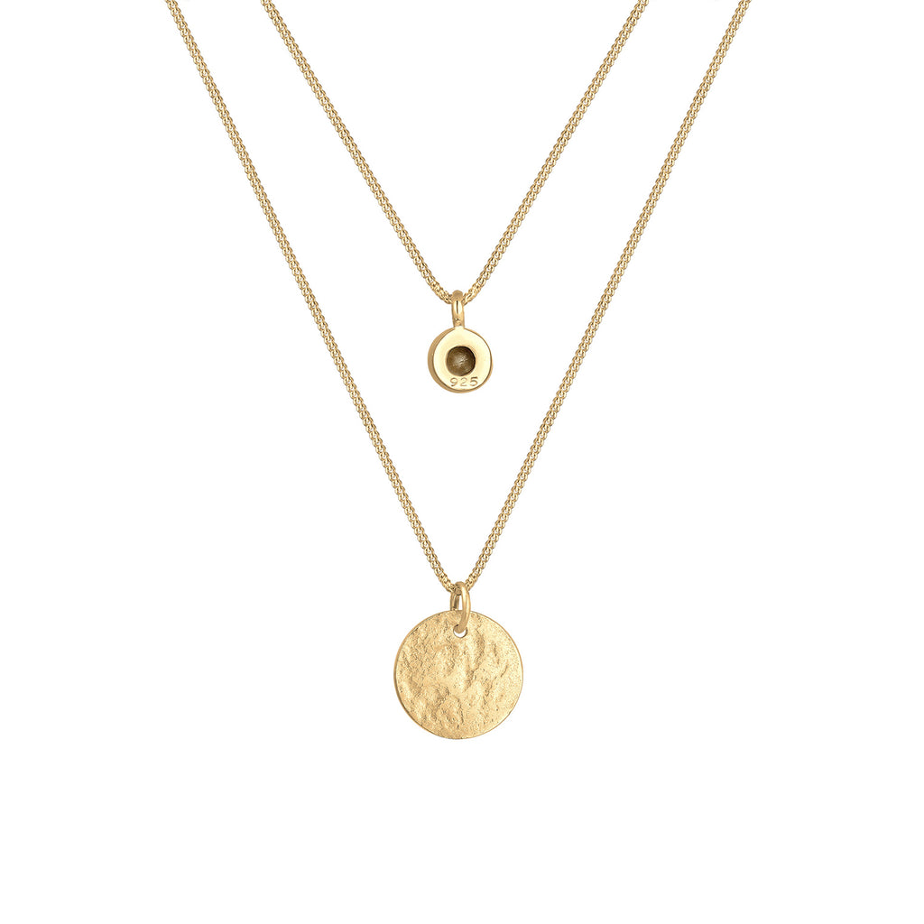 Gold Perhiasan Wanita Perak Asli - Silver Kalung   Platelet Layer Crystal Lapis Emas