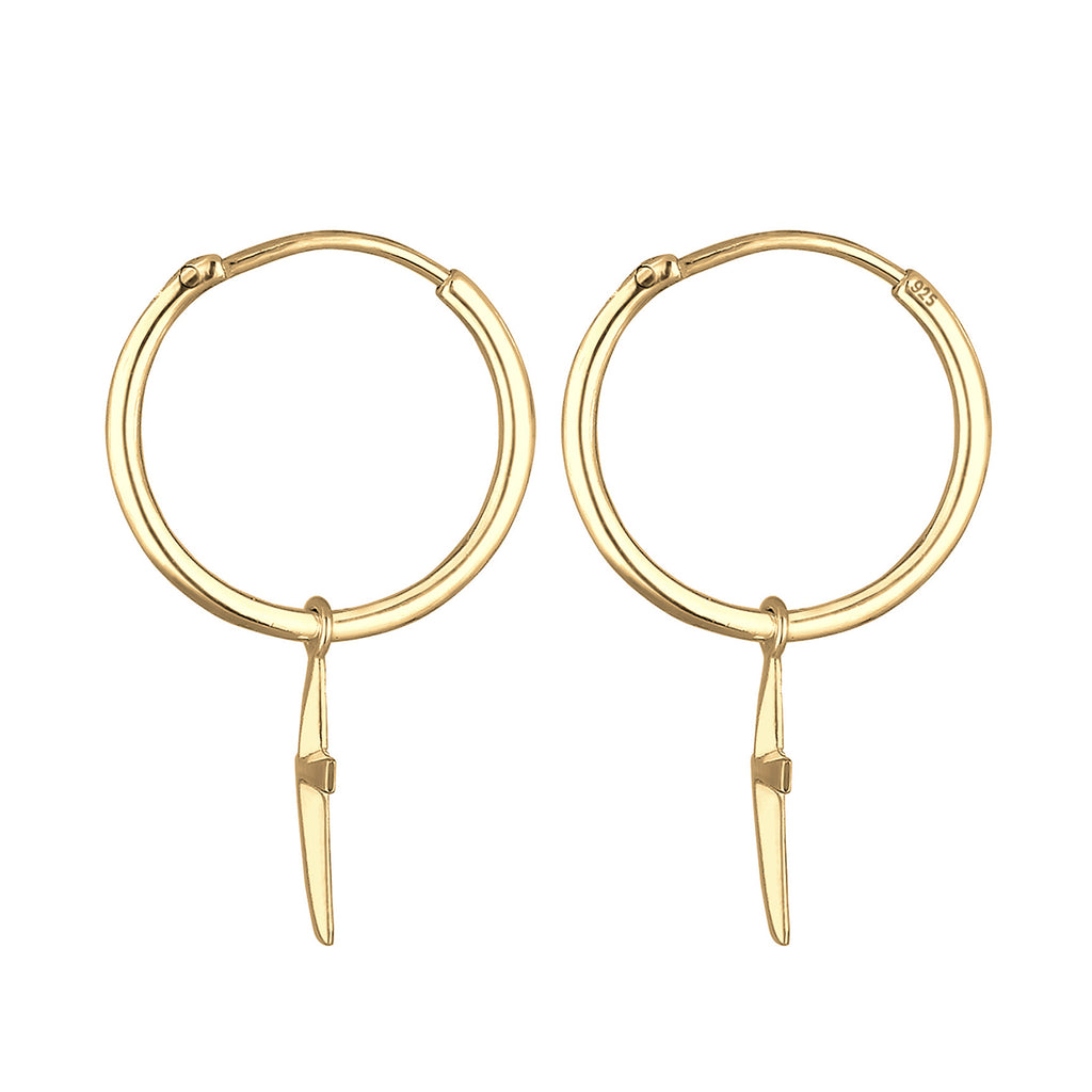 Gold Perhiasan Wanita Perak Asli - Silver Anting Creole Cross Faith Religion Gold Plated