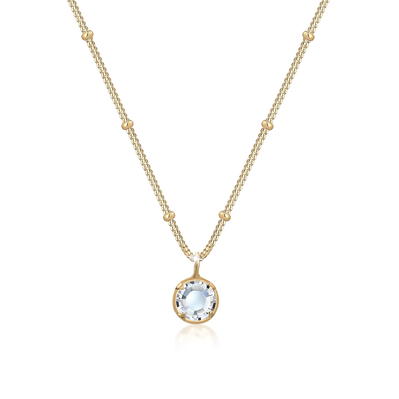 Gold Perhiasan Wanita Perak Asli - Silver Kalung  Cirlce Crystals Lapis Emas