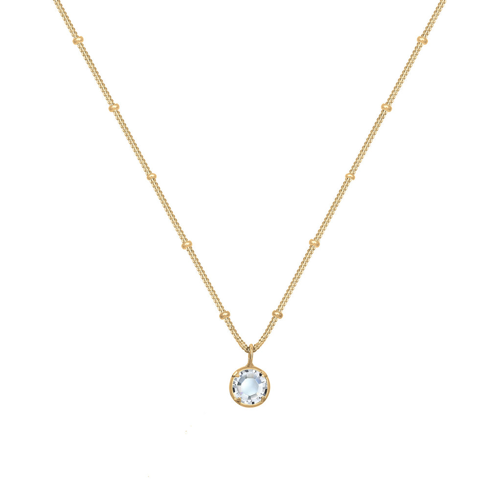 Gold Perhiasan Wanita Perak Asli - Silver Kalung  Cirlce Crystals Lapis Emas