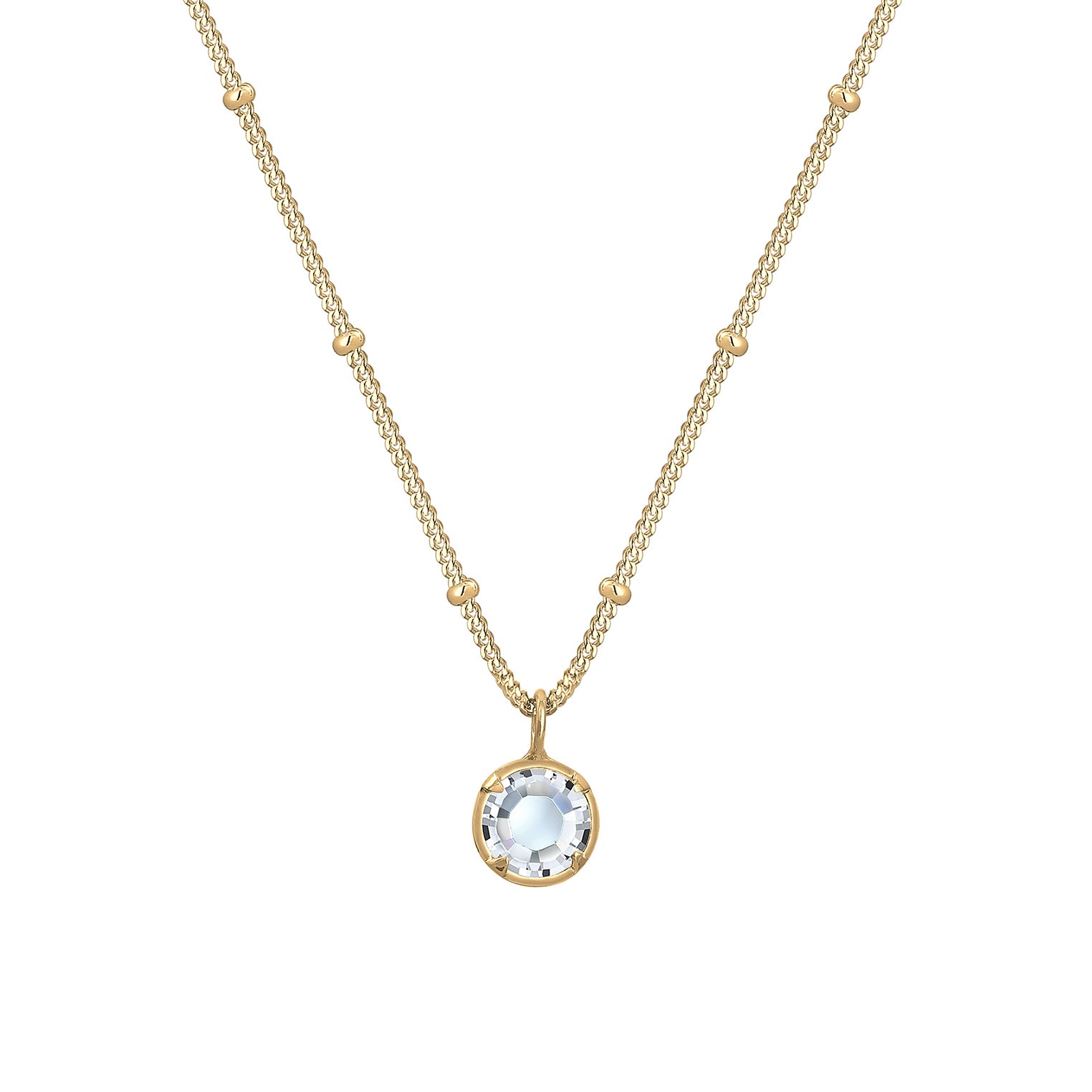 Gold Perhiasan Wanita Perak Asli - Silver Kalung  Cirlce Crystals Lapis Emas