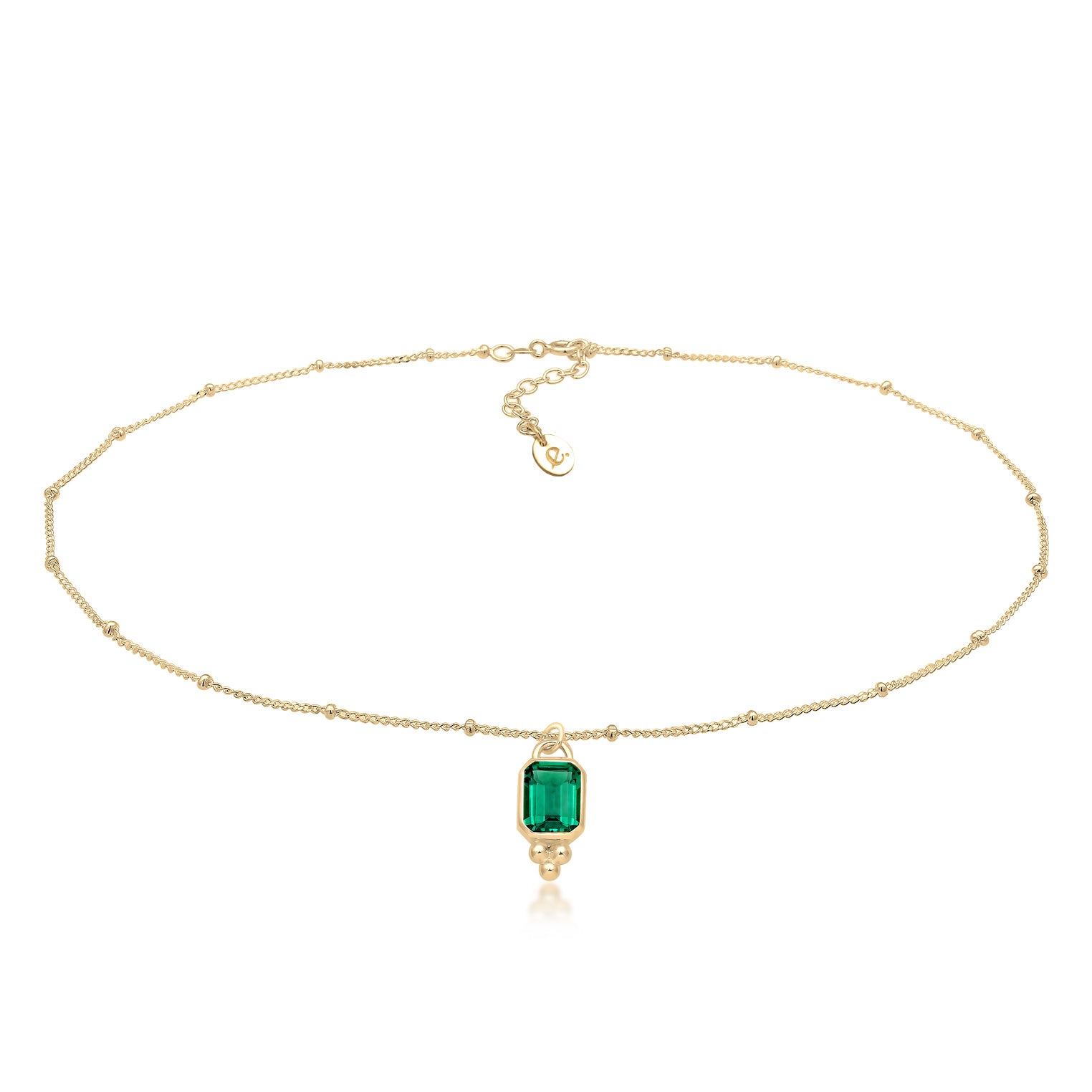 Gold Perhiasan Wanita Perak Asli - Silver Kalung   Elegant Green Quartz Gemstone
