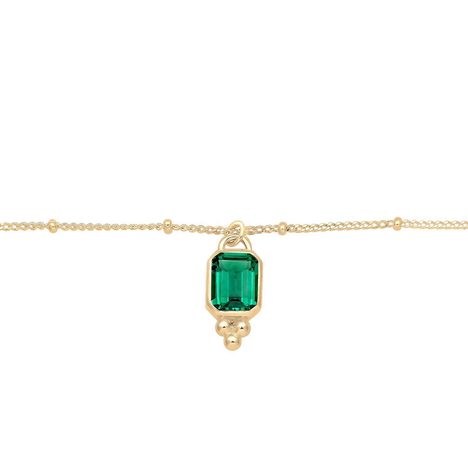 Gold Perhiasan Wanita Perak Asli - Silver Kalung   Elegant Green Quartz Gemstone