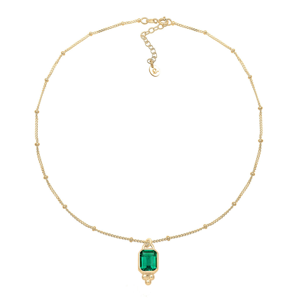 Gold Perhiasan Wanita Perak Asli - Silver Kalung   Elegant Green Quartz Gemstone
