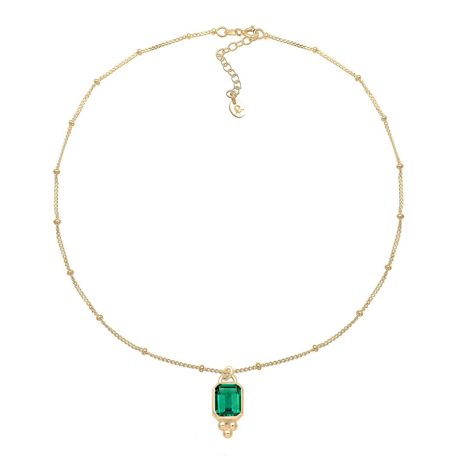 Gold Perhiasan Wanita Perak Asli - Silver Kalung   Elegant Green Quartz Gemstone