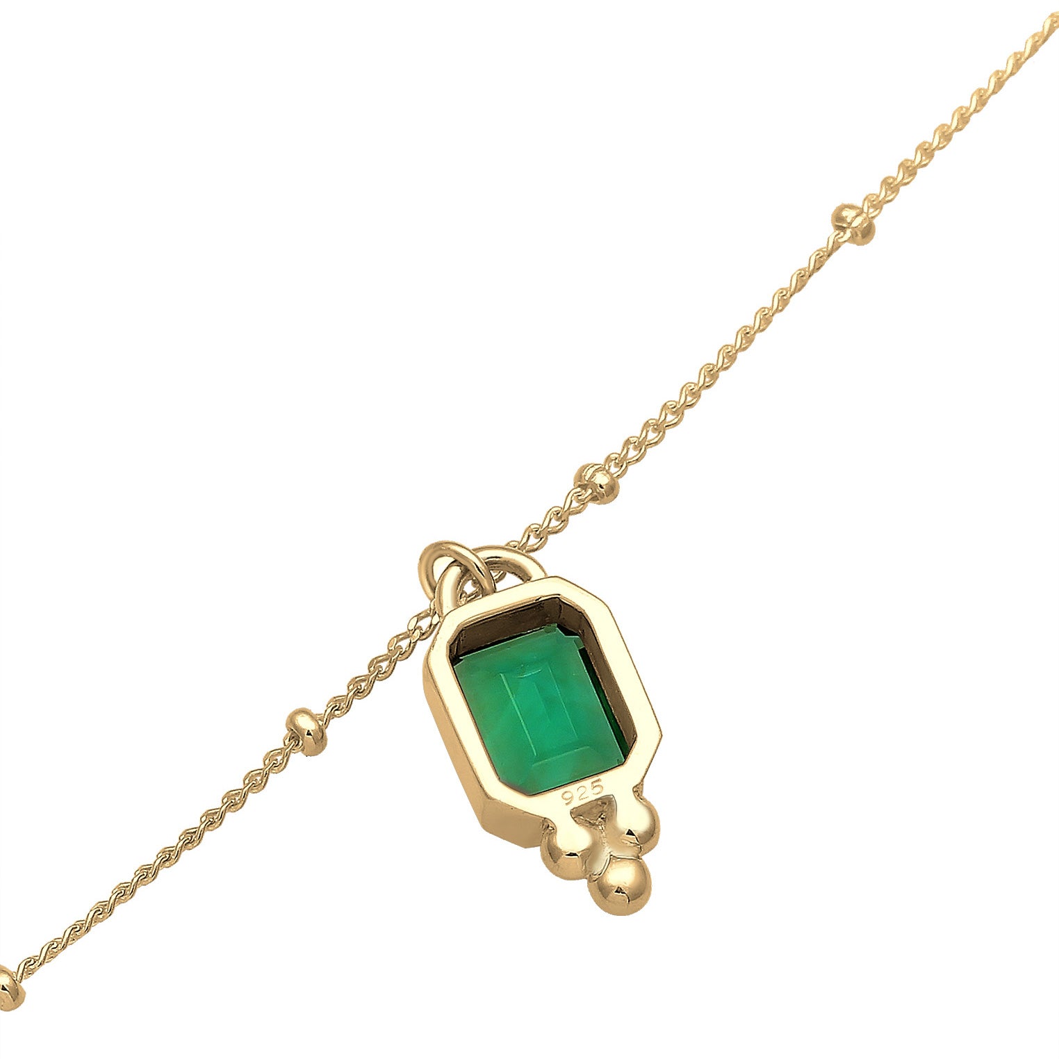 Gold Perhiasan Wanita Perak Asli - Silver Kalung   Elegant Green Quartz Gemstone