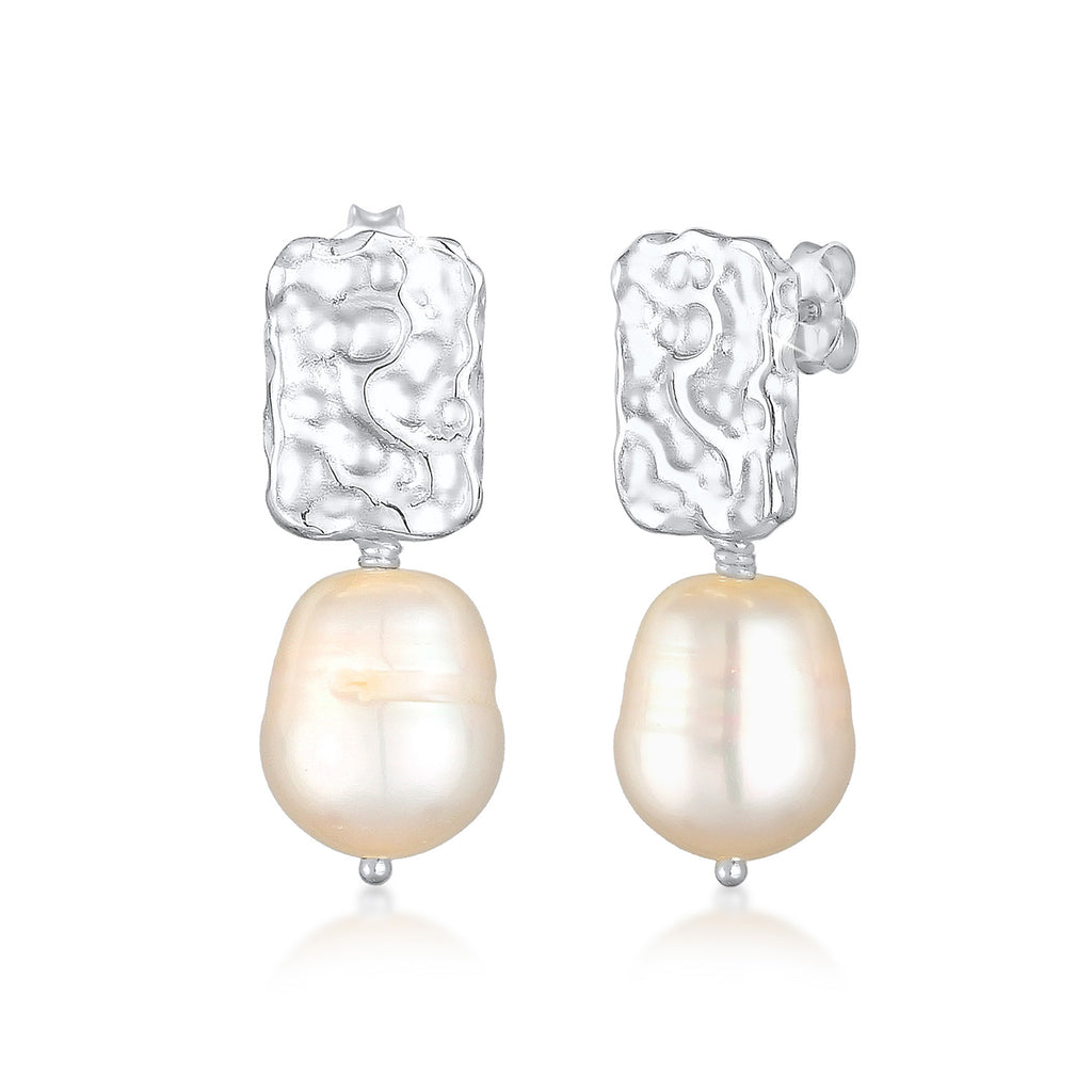 Silver Perhiasan Wanita Perak Asli - Silver Anting Elegant Dangle with Freshwater Pearls