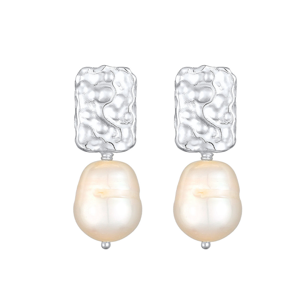 Silver Perhiasan Wanita Perak Asli - Silver Anting Elegant Dangle with Freshwater Pearls