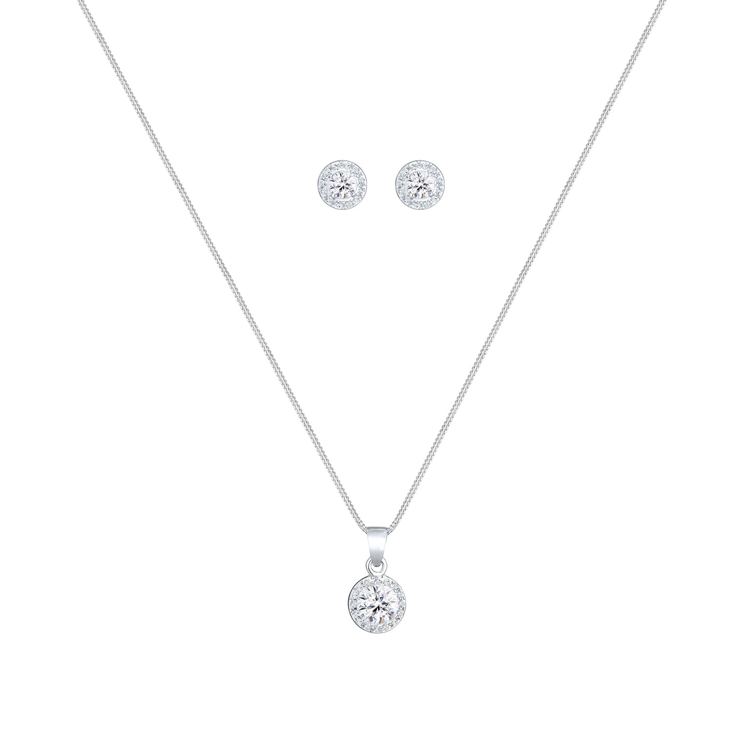 Silver Perhiasan Wanita Perak Asli - Silver Perhiasan Set Crystals Glamor