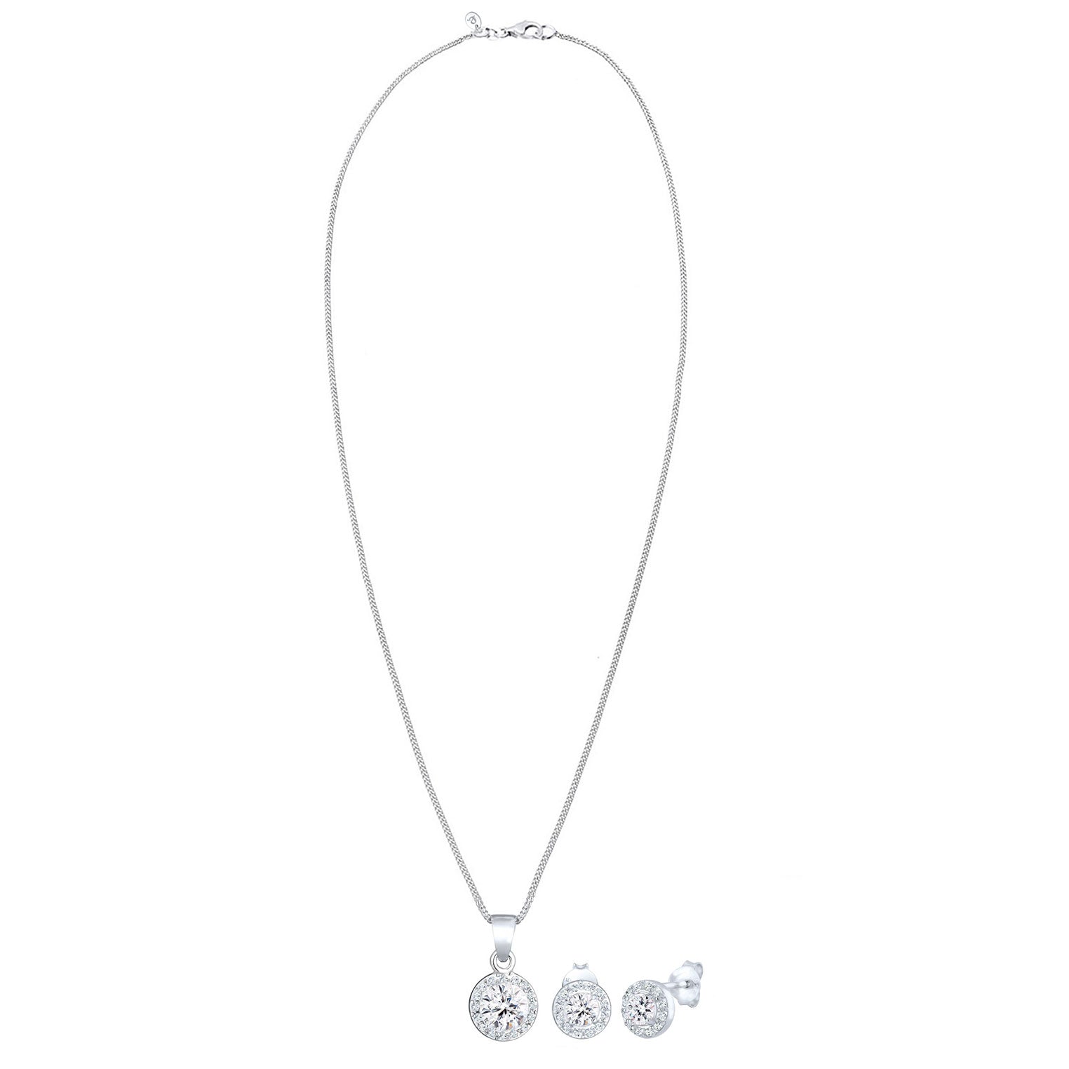 Silver Perhiasan Wanita Perak Asli - Silver Perhiasan Set Crystals Glamor