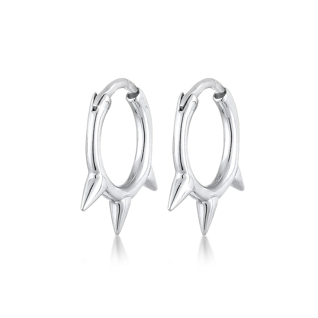 Silver Perhiasan Wanita Perak Asli - Silver Anting Creoles Spikes