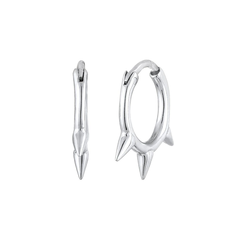 Silver Perhiasan Wanita Perak Asli - Silver Anting Creoles Spikes
