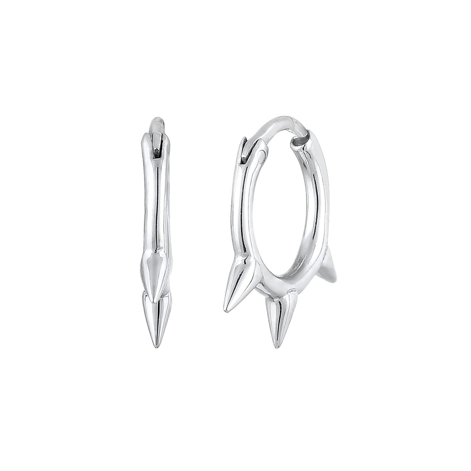Silver Perhiasan Wanita Perak Asli - Silver Anting Creoles Spikes