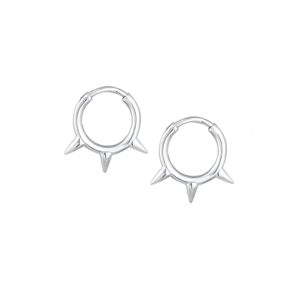 Silver Perhiasan Wanita Perak Asli - Silver Anting Creoles Spikes