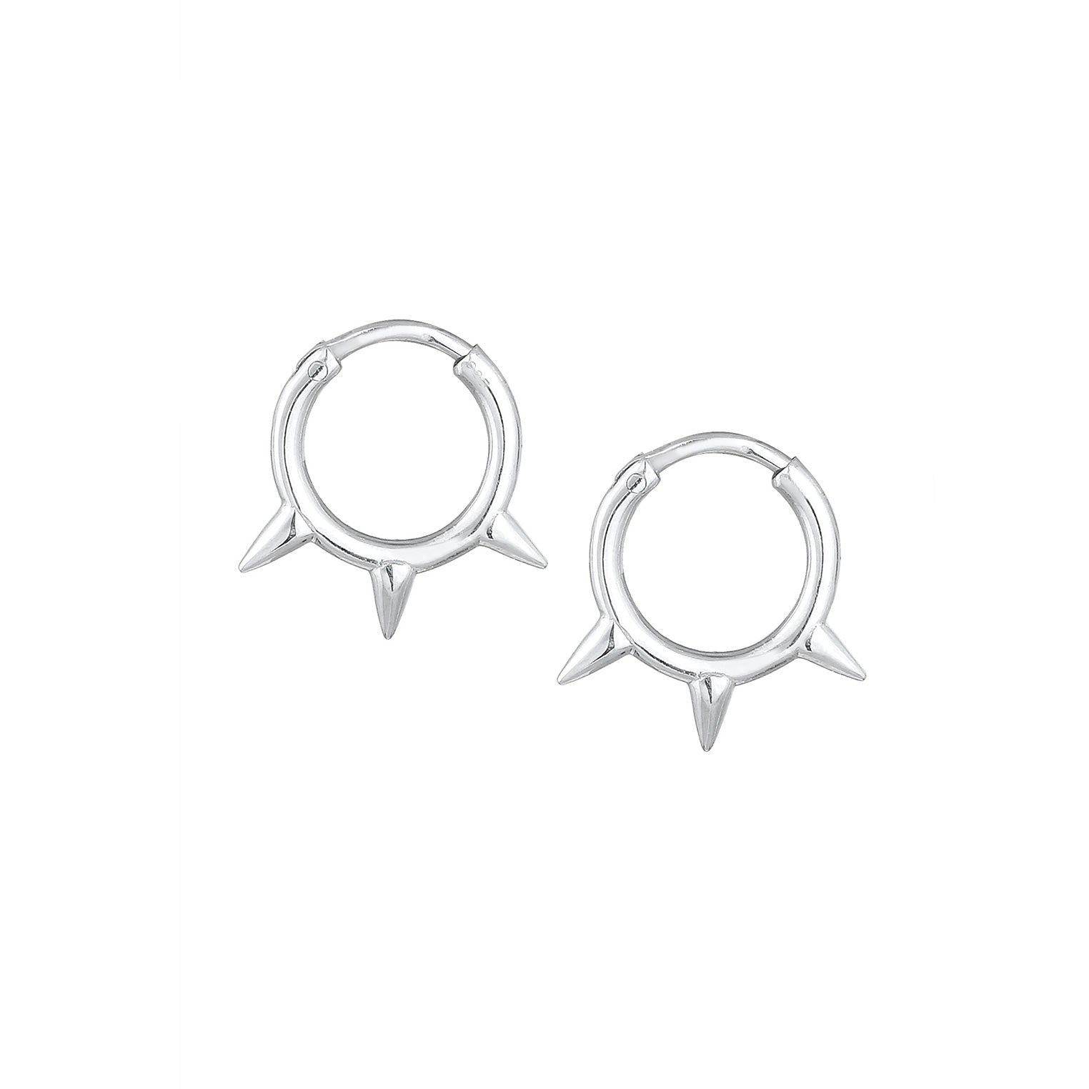 Silver Perhiasan Wanita Perak Asli - Silver Anting Creoles Spikes