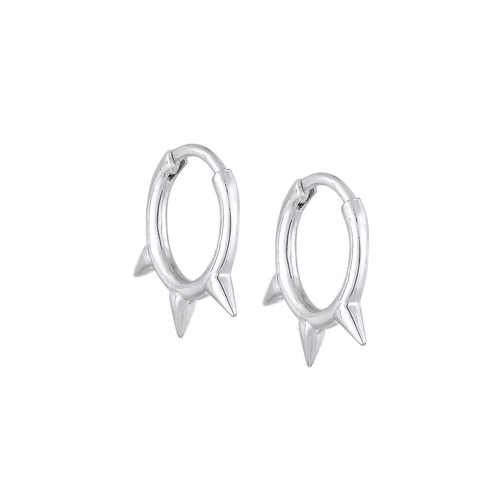 Silver Perhiasan Wanita Perak Asli - Silver Anting Creoles Spikes